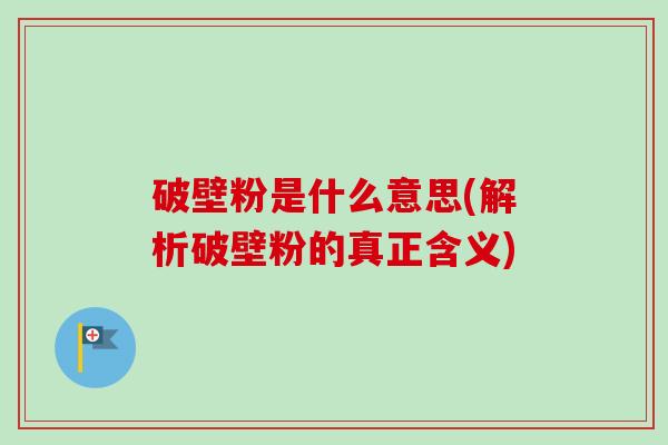 破壁粉是什么意思(解析破壁粉的真正含义)