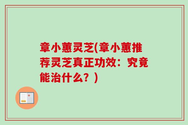 章小蕙灵芝(章小蕙推荐灵芝真正功效：究竟能什么？)