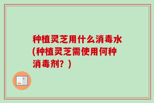 种植灵芝用什么消毒水(种植灵芝需使用何种消毒剂?) 种植灵芝用什么消毒水(种植灵芝需使用何种消毒剂?)