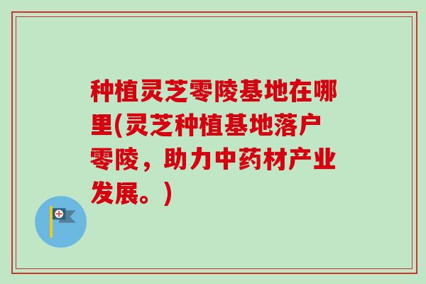 种植灵芝零陵基地在哪里(灵芝种植基地落户零陵，助力材产业发展。)
