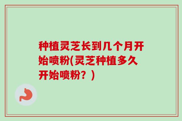 种植灵芝长到几个月开始喷粉(灵芝种植多久开始喷粉?) 种植灵芝长到几个月开始喷粉(灵芝种植多久开始喷粉?)