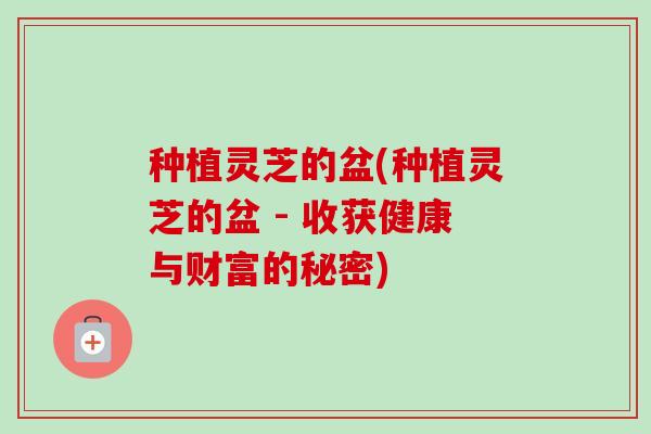 种植灵芝的盆(种植灵芝的盆 - 收获健康与财富的秘密)