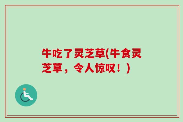 牛吃了灵芝草(牛食灵芝草,令人惊叹!) 牛吃了灵芝草(牛食灵芝草,令人惊叹!)