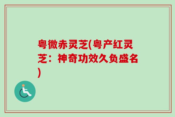 粤微赤灵芝(粤产红灵芝：神奇功效久负盛名)