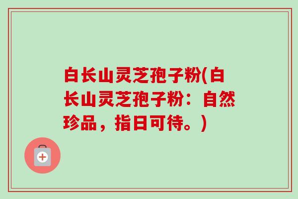 白长山灵芝孢子粉(白长山灵芝孢子粉:自然珍品,指日可待。) 白长山灵芝孢子粉(白长山灵芝孢子粉:自然珍品,指日可待。)