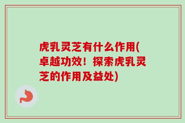 虎乳灵芝有什么作用(卓越功效!探索虎乳灵芝的作用及益处) 虎乳灵芝有什么作用(卓越功效!探索虎乳灵芝的作用及益处)