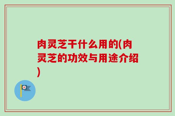肉灵芝干什么用的(肉灵芝的功效与用途介绍) 肉灵芝干什么用的(肉灵芝的功效与用途介绍)