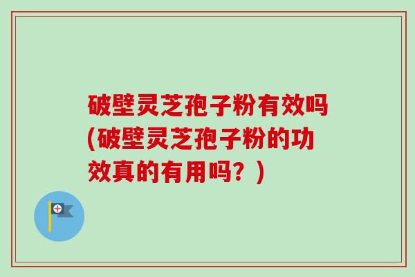 破壁灵芝孢子粉有效吗(破壁灵芝孢子粉的功效真的有用吗？)