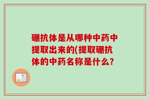 硼抗体是从哪种中提取出来的(提取硼抗体的名称是什么? 硼抗体是从哪种中提取出来的(提取硼抗体的名称是什么?