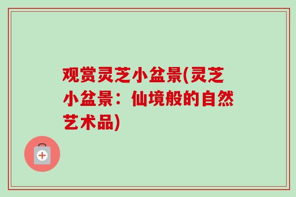 观赏灵芝小盆景(灵芝小盆景:仙境般的自然艺术品) 观赏灵芝小盆景(灵芝小盆景:仙境般的自然艺术品)