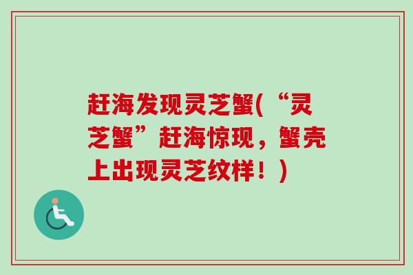 赶海发现灵芝蟹(“灵芝蟹”赶海惊现,蟹壳上出现灵芝纹样!) 赶海发现灵芝蟹(“灵芝蟹”赶海惊现,蟹壳上出现灵芝纹样!)