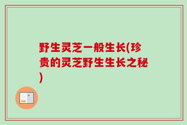 野生灵芝一般生长(珍贵的灵芝野生生长之秘)