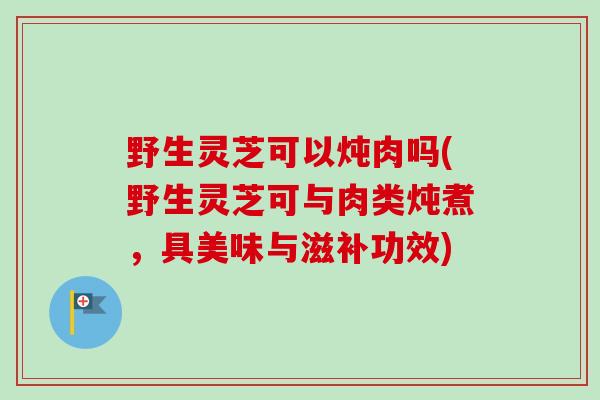 野生灵芝可以炖肉吗(野生灵芝可与肉类炖煮,具美味与滋补功效) 野生灵芝可以炖肉吗(野生灵芝可与肉类炖煮,具美味与滋补功效)