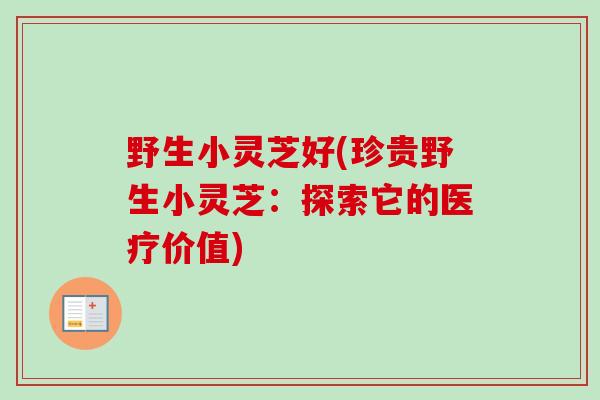 野生小灵芝好(珍贵野生小灵芝：探索它的医疗价值)