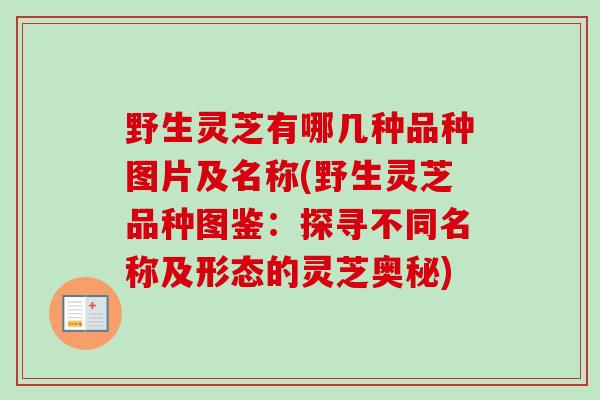 野生灵芝有哪几种品种图片及名称(野生灵芝品种图鉴:探寻不同名称及形态的灵芝奥秘) 野生灵芝有哪几种品种图片及名称(野生灵芝品种图鉴:探寻不同名称及形态的灵芝奥秘)