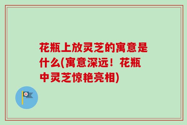 花瓶上放灵芝的寓意是什么(寓意深远！花瓶中灵芝惊艳亮相)