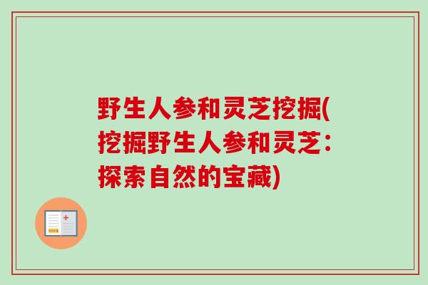 野生人参和灵芝挖掘(挖掘野生人参和灵芝:探索自然的宝藏) 野生人参和灵芝挖掘(挖掘野生人参和灵芝:探索自然的宝藏)
