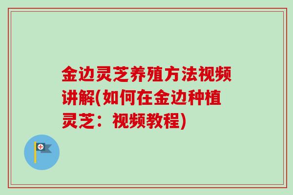 金边灵芝养殖方法视频讲解(如何在金边种植灵芝:视频教程) 金边灵芝养殖方法视频讲解(如何在金边种植灵芝:视频教程)