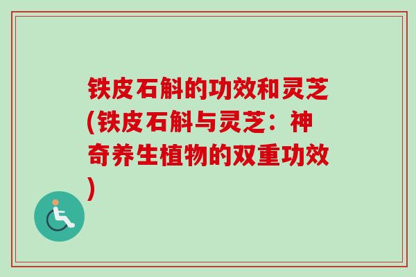 铁皮石斛的功效和灵芝(铁皮石斛与灵芝:神奇养生植物的双重功效) 铁皮石斛的功效和灵芝(铁皮石斛与灵芝:神奇养生植物的双重功效)