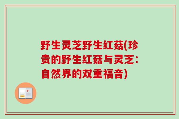 野生灵芝野生红菇(珍贵的野生红菇与灵芝：自然界的双重福音)