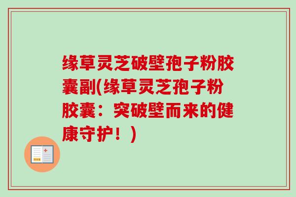 缘草灵芝破壁孢子粉胶囊副(缘草灵芝孢子粉胶囊:突破壁而来的健康守护!) 缘草灵芝破壁孢子粉胶囊副(缘草灵芝孢子粉胶囊:突破壁而来的健康守护!)