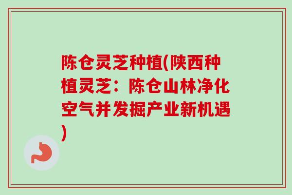 陈仓灵芝种植(陕西种植灵芝：陈仓山林净化空气并发掘产业新机遇)
