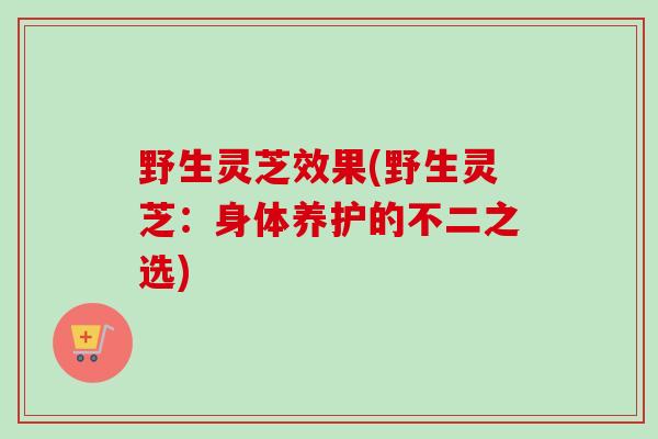 野生灵芝效果(野生灵芝:身体养护的不二之选) 野生灵芝效果(野生灵芝:身体养护的不二之选)