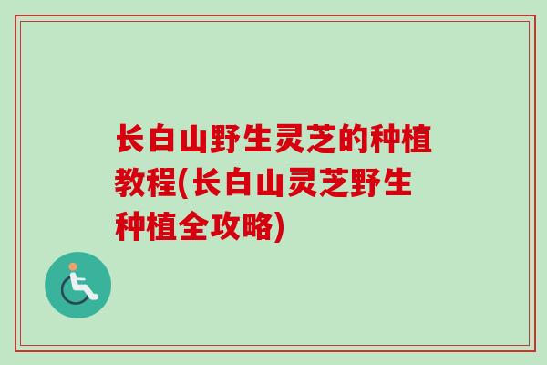 长白山野生灵芝的种植教程(长白山灵芝野生种植全攻略)