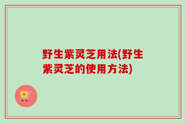 野生紫灵芝用法(野生紫灵芝的使用方法)