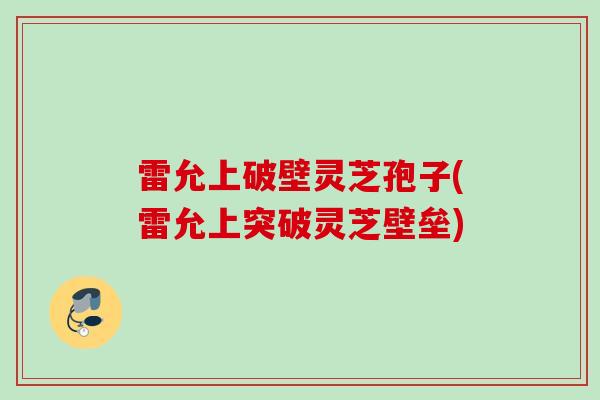 雷允上破壁灵芝孢子(雷允上突破灵芝壁垒)