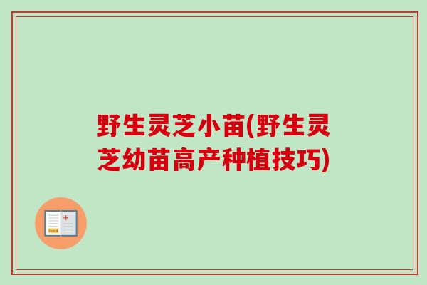 野生灵芝小苗(野生灵芝幼苗高产种植技巧) 野生灵芝小苗(野生灵芝幼苗高产种植技巧)
