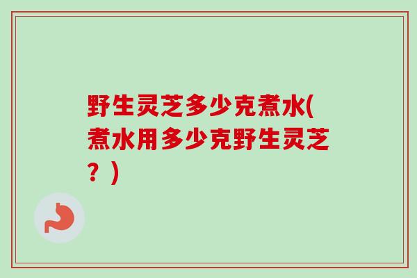 野生灵芝多少克煮水(煮水用多少克野生灵芝?) 野生灵芝多少克煮水(煮水用多少克野生灵芝?)