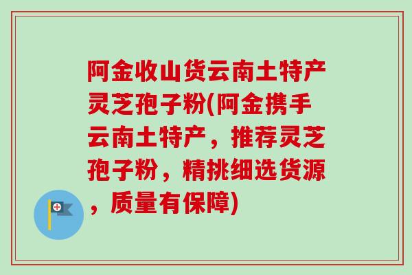 阿金收山货云南土特产灵芝孢子粉(阿金携手云南土特产，推荐灵芝孢子粉，精挑细选货源，质量有保障)