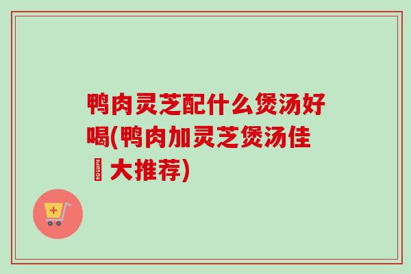 鸭肉灵芝配什么煲汤好喝(鸭肉加灵芝煲汤佳餚大推荐) 鸭肉灵芝配什么煲汤好喝(鸭肉加灵芝煲汤佳餚大推荐)