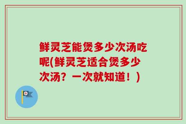鲜灵芝能煲多少次汤吃呢(鲜灵芝适合煲多少次汤?一次就知道!) 鲜灵芝能煲多少次汤吃呢(鲜灵芝适合煲多少次汤?一次就知道!)