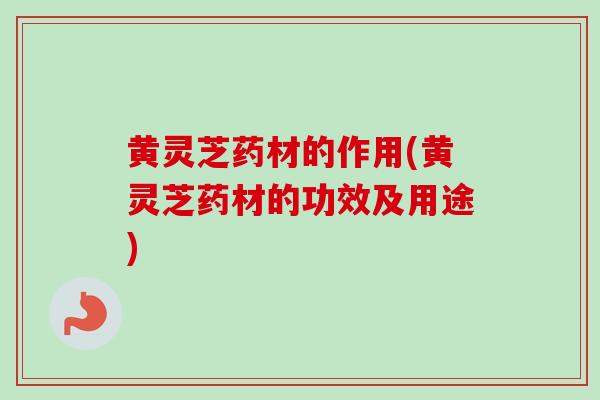 黄灵芝药材的作用(黄灵芝药材的功效及用途) 黄灵芝药材的作用(黄灵芝药材的功效及用途)