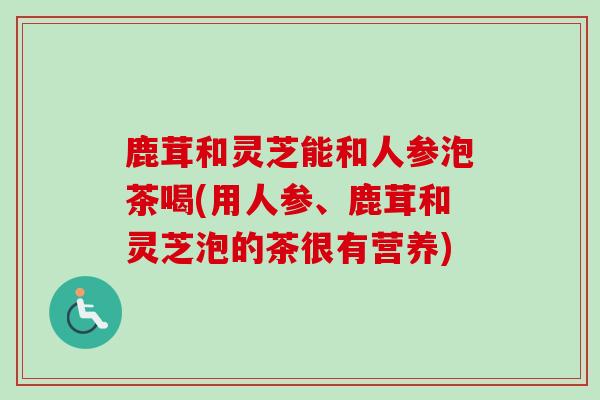 鹿茸和灵芝能和人参泡茶喝(用人参、鹿茸和灵芝泡的茶很有营养) 鹿茸和灵芝能和人参泡茶喝(用人参、鹿茸和灵芝泡的茶很有营养)