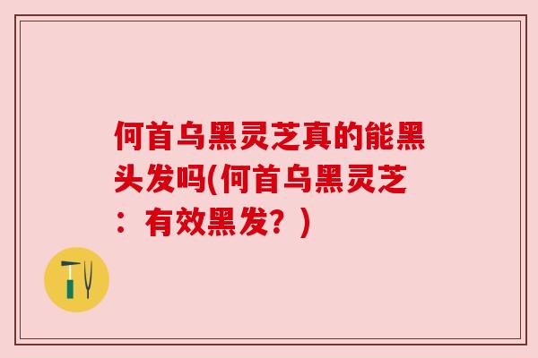 何首乌黑灵芝真的能黑头发吗(何首乌黑灵芝:有效黑发?) 何首乌黑灵芝真的能黑头发吗(何首乌黑灵芝:有效黑发?)
