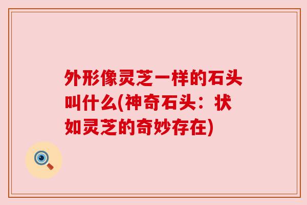 外形像灵芝一样的石头叫什么(神奇石头：状如灵芝的奇妙存在)