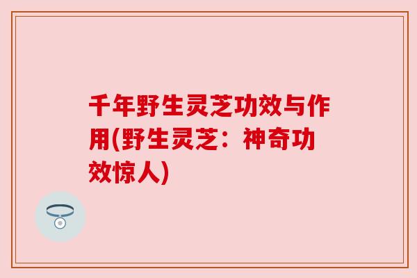 千年野生灵芝功效与作用(野生灵芝:神奇功效惊人) 千年野生灵芝功效与作用(野生灵芝:神奇功效惊人)