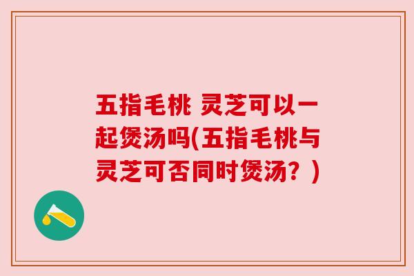 五指毛桃 灵芝可以一起煲汤吗(五指毛桃与灵芝可否同时煲汤?) 五指毛桃 灵芝可以一起煲汤吗(五指毛桃与灵芝可否同时煲汤?)