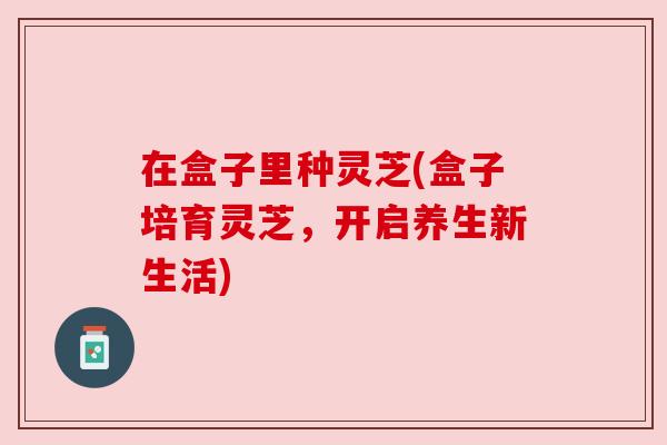 在盒子里种灵芝(盒子培育灵芝,开启养生新生活) 在盒子里种灵芝(盒子培育灵芝,开启养生新生活)