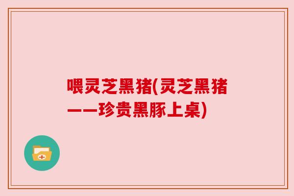喂灵芝黑猪(灵芝黑猪——珍贵黑豚上桌)