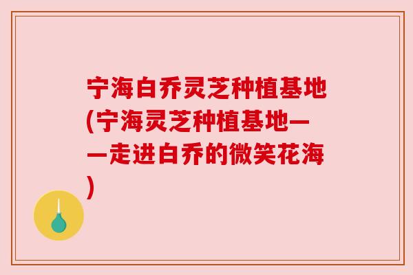 宁海白乔灵芝种植基地(宁海灵芝种植基地——走进白乔的微笑花海)