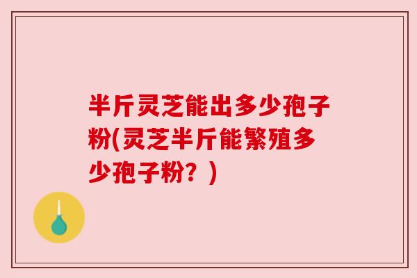 半斤灵芝能出多少孢子粉(灵芝半斤能繁殖多少孢子粉？)