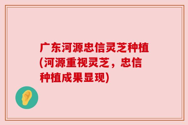 广东河源忠信灵芝种植(河源重视灵芝，忠信种植成果显现)