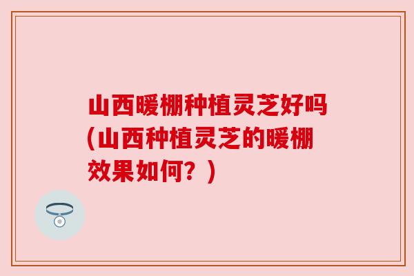 山西暖棚种植灵芝好吗(山西种植灵芝的暖棚效果如何?) 山西暖棚种植灵芝好吗(山西种植灵芝的暖棚效果如何?)
