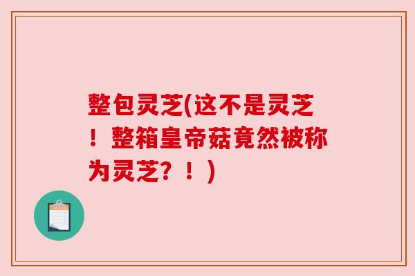整包灵芝(这不是灵芝!整箱皇帝菇竟然被称为灵芝?!) 整包灵芝(这不是灵芝!整箱皇帝菇竟然被称为灵芝?!)