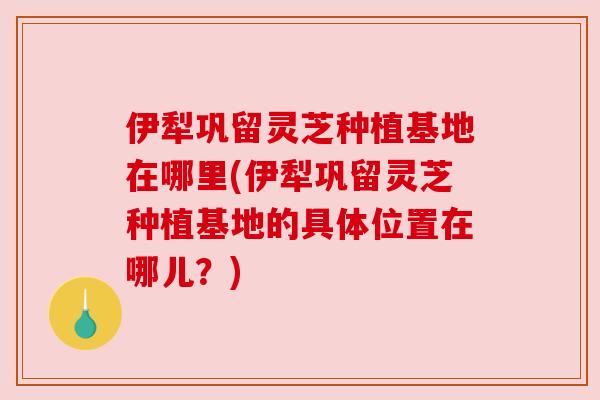 伊犁巩留灵芝种植基地在哪里(伊犁巩留灵芝种植基地的具体位置在哪儿?) 伊犁巩留灵芝种植基地在哪里(伊犁巩留灵芝种植基地的具体位置在哪儿?)