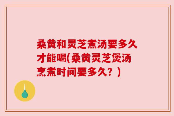 桑黄和灵芝煮汤要多久才能喝(桑黄灵芝煲汤烹煮时间要多久？)